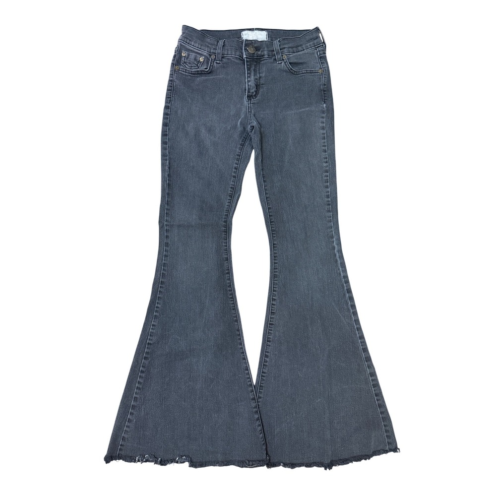 Free People Just Float On Flare Jeans Womens 27 Gray/Black Excellent Raw Hem